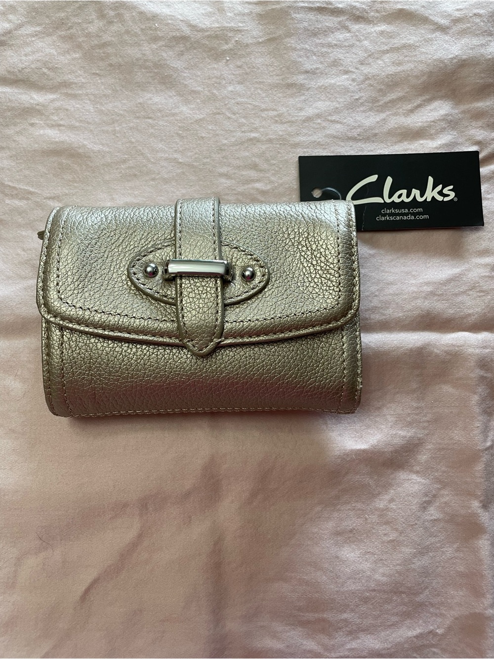 Clarks Metallic Taupe/Gold/Silver Leather Compact Wallet
